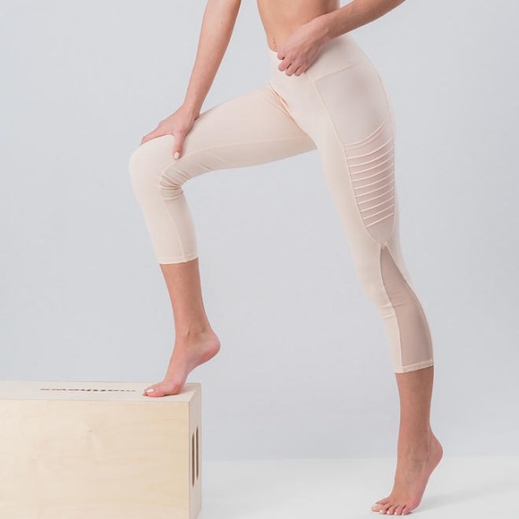 Pants - $ FIRM 🌷Blush Moto Mesh Pocket Full Leggings